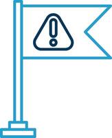 Warning Flag Line Blue Two Color Icon vector