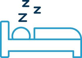 dormir línea azul dos color icono vector