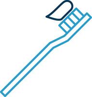 Toothbrush Line Blue Two Color Icon vector