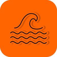 Wave Filled Orange background Icon vector