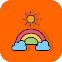 Rainbow Filled Orange background Icon vector