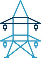 eléctrico torre línea azul dos color icono vector
