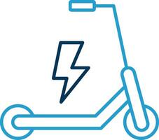 eléctrico scooter línea azul dos color icono vector