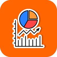 Pie Chart Filled Orange background Icon vector