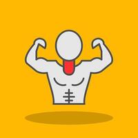 Muscle Man Filled Shadow Icon vector