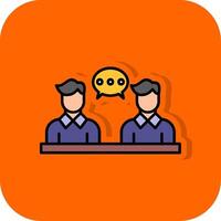Business Meeting Filled Orange background Icon vector