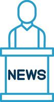 News Anchor Line Blue Two Color Icon vector