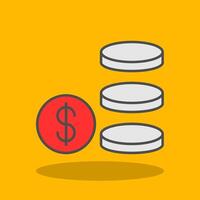 Coin Stack Filled Shadow Icon vector