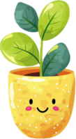 Cartoon Potted Plant with Happy Face png