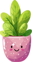 Cartoon Potted Plant with Happy Face png