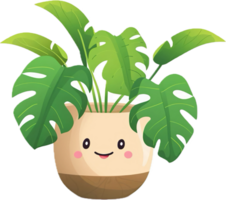 Cartoon Potted Plant with Happy Face png