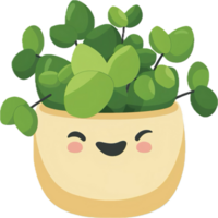 Cartoon Potted Plant with Happy Face png