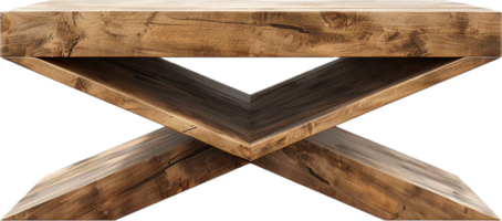 Modern Wooden Table with X-Shaped Legs png