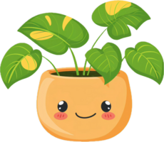 dessin animé mis en pot plante avec content visage png