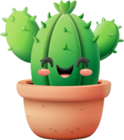 Cartoon Potted Plant with Happy Face png