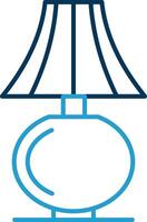 Table Lamp Line Blue Two Color Icon vector