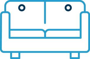 Sofa Bed Line Blue Two Color Icon vector