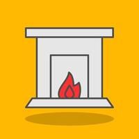 Fireplace Filled Shadow Icon vector