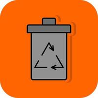 Recycle Bin Filled Orange background Icon vector