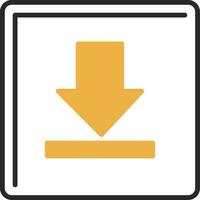 Down Arrow Skined Filled Icon vector