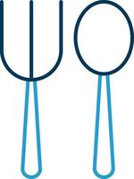 Fork Spoon Line Blue Two Color Icon vector