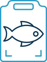 Fish Cooking Line Blue Two Color Icon vector