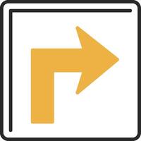 Turn Right Skined Filled Icon vector