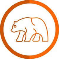 Bear Line Orange Circle Icon vector