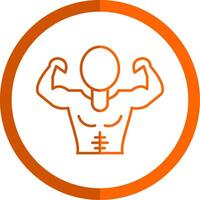 Muscle Man Line Orange Circle Icon vector