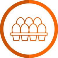 Egg Tray Line Orange Circle Icon vector