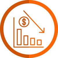 negocio disminución línea naranja circulo icono vector