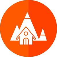 Mountain House Glyph Red Circle Icon vector