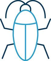 cucaracha línea azul dos color icono vector