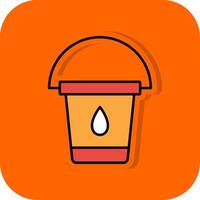 Water Bucket Filled Orange background Icon vector
