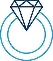 Diamond Ring Line Blue Two Color Icon vector