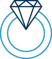 Diamond Ring Line Blue Two Color Icon vector