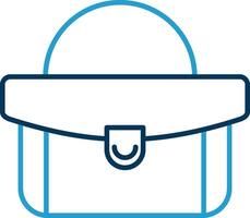 mujer bolso línea azul dos color icono vector