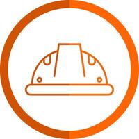 Construction Helmet Line Orange Circle Icon vector