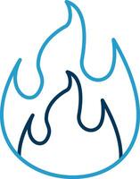 Flame Line Blue Two Color Icon vector