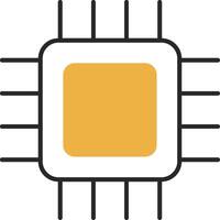 Cpu Skined Filled Icon vector