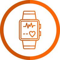 Smart Watch Line Orange Circle Icon vector