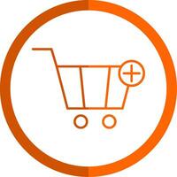 Add To Cart Line Orange Circle Icon vector