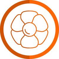 Hydrangea Line Orange Circle Icon vector