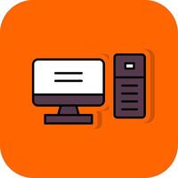 Computer Desktop Filled Orange background Icon vector