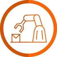 Robotic Arm Line Orange Circle Icon vector