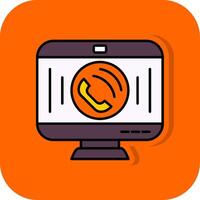 teléfono llamada lleno naranja antecedentes icono vector