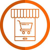 Online Store Line Orange Circle Icon vector