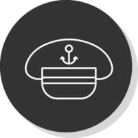 Captain Hat Line Grey Circle Icon vector