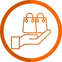 compras bolso línea naranja circulo icono vector