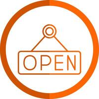 Open Line Orange Circle Icon vector